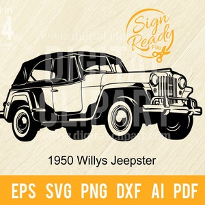 1950 Retro Pickup Truck SVG Vector Clipart / Cut Ready Clip Art Graphics/Digital Download/CNC Files Vinyl Sign Design/svg, eps, dxf, png