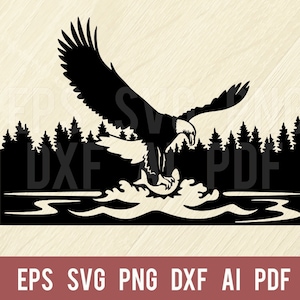 Hunting Eagle SVG - Wildlife Stencil SVG, Animals Silhouettes dxf, Cut SVG, clipart, Plasma Cutting - Cut file for Cricut, iron on, png, dxf