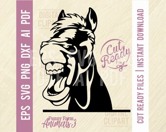 Peeking Horse SVG - Funny Peeking Animal SVG Cut Stencil, SVG for Cricut, clipart, png Cut file, iron on, vector