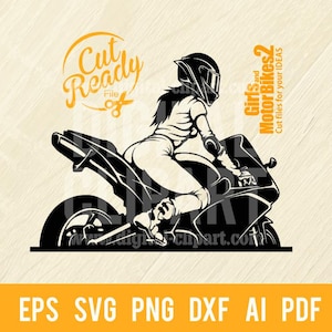 Biker Girl SVG, Moto Donna SVG, Donna Biker Svg, Donna Moto, Lady Motorycle SVG Silhouette Cut Files, SVG / cnc Cut File