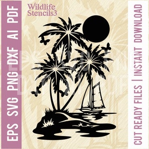 Vakantiestrand SVG Rest stencils, natuur scène Png - Cut SVG, clipart Plasma Cutting Cut bestand voor Cricut png dxf