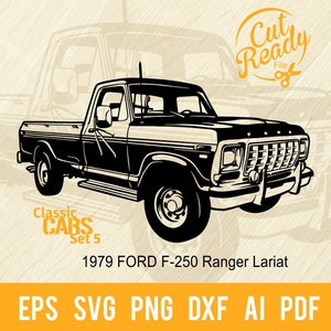 1979 Ford F250 Pick-Up SVG Lieferwagen Cricut Schnitt Fertig Clip Art Grafik Digitaler Download | CNC Files Vinyl Schild Design|svg, eps, dxf, png