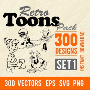 Retro Toons Vector Collection - 300 Images EPS / SVG / PNG