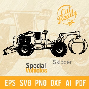 Véhicule Skidder svg - Machines lourdes, machines forestières et de construction Fichier de coupe au pochoir | - Fichier Cricut svg, eps, PNG, DXF, PDF