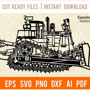 Bulldozer - Maszyny budowlane, Maszyny SVG, Maszyny dxf, SVG dla Cricut, clipart, png Plik do cięcia, żelazko, wektor
