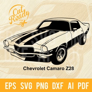 Chevrolet Camaro Z28 SVG / Auto d'epoca in formato SVG/Cut Ready Clip Art Grafica/Download digitale/File CNC Vinile in formato SVG, DXF, PNG