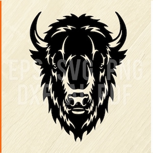 Bison - Head Animals, Wildlife Stencils - SVG, Head Silhouettes dxf, SVG for Cricut, clipart, png Cut file, iron on, vector