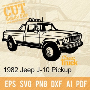 1982 Pickup J-10 SVG Vector Clipart Cut Ready Clip Art Graphics | Digitale download | CNC-bestanden vinyl teken ontwerp|svg, eps, dxf, png