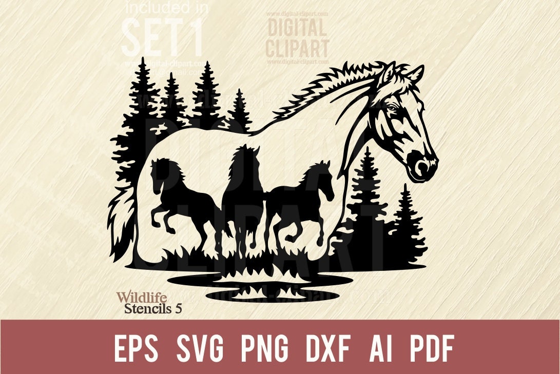 Stallion Svg Simple Horse SVG, Herd of Horses Svg, Stallion Svg, Mare Svg Cut SVG, Clipart ...