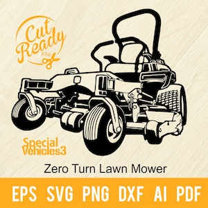Zero Turn grasmaaier - speciale uitrusting stencil cut-bestand | -Cricut-bestand SVG, EPS, PNG, DXF