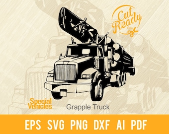 Greifer LKW svg Fahrzeug - Schwere Maschinen, Holzeinschlag und Baumaschinen Stencil Cut File | - Cricut Datei svg, eps, PNG, DXF, PDF
