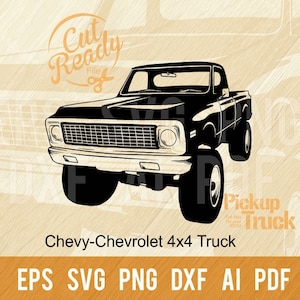 Chevy-Chevrolet 4x4 Truck svg | Classic Pickup Cars SVG | Pickup Truck Cut Files | CNC Files Vinyl Sign Design|svg, eps, dxf, png