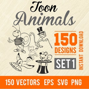Toon Animals Collection - 150 animal cartoons drawn in a mid 20th century style