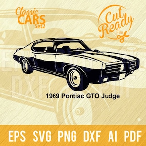 1969 Pontiac GTO Judge SVG / Classic Cars SVG/Cut Ready Clip Art Graphics/Digital Download/CNC Files Vinile SVG, DXF, PNG