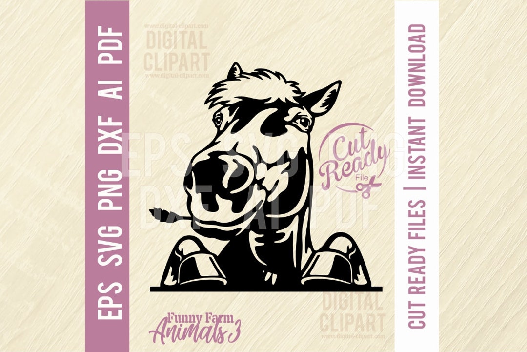 Funny Horse SVG Funny Peeking Animal SVG Cut Stencil, SVG for Cricut ...