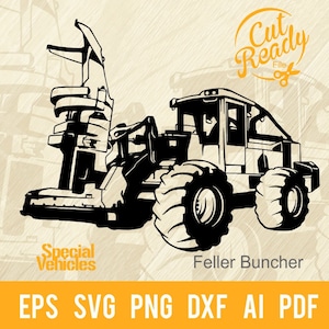 Feller Buncher svg Vehicle - Machines lourdes, machines forestières et de construction Pochoir Cut File | - Fichier Cricut svg, eps, PNG, DXF, PDF