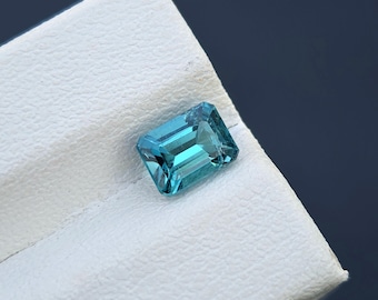 Blue Indicolite Tourmaline Stone Natural Loose Untreated Faceted Emerald Cut From Afghanistan