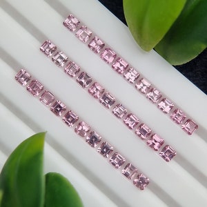 Calibrated Pink Spinel Gemstones | Square Shape Emerald Cut | Natural Untreated Loose Faceted | From Tajikistan