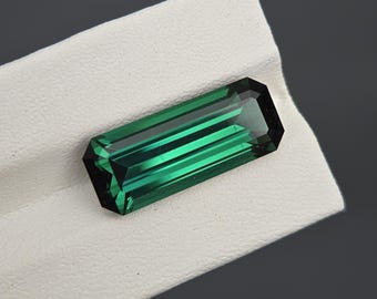 Bluish Green Tourmaline Gemstone: Emerald Cut Afghan Untreated | Loose | Faceted