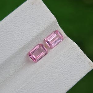 Pink Spinel Gemstone Matching Pair From Tajikistan | Emerald Cut | Natural | Loose | Faceted | Untreated 5.81 x 3.93 mm