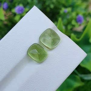 Peridot Stone Pair Sugarloaf Cabochon Natural Untreated Loose Faceted Transparent From Pakistan