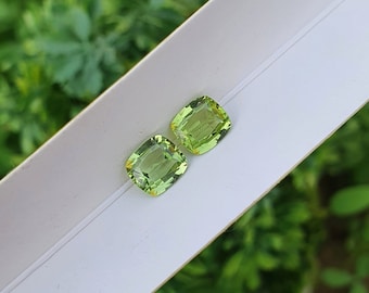 Natural Peridot Pair: Green Faceted Loose Stones from Pakistan
