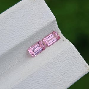 Pink Spinel Gemstone Matching Pair From Tajikistan | Emerald Cut | Natural | Loose | Faceted | Untreated | 5.18 x 3.10 mm