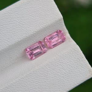 Pink Spinel Gemstone Matching Pair From Tajikistan | Emerald Cut | Natural | Loose | Faceted | Untreated 5.92 x 3.79 mm