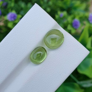 Peridot Stone Pair Cabochon Natural Untreated Loose Faceted Transparent From Pakistan