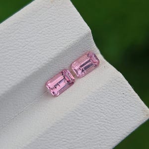 Pink Spinel Gemstone Matching Pair From Tajikistan | Emerald Cut | Natural | Loose | Faceted | Untreated | 5.12 x 3.12 mm