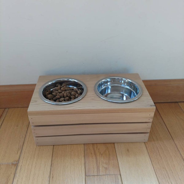 Finished or Unfinished Reclaimed Western Red Cedar Cat/Dog Elevated Feeding bowls with storage