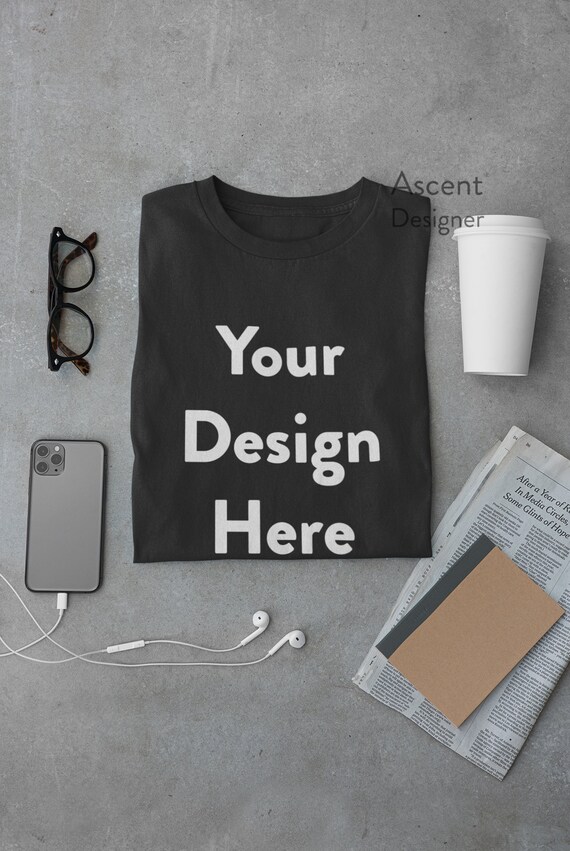 Download Stock Photo Black Folded T Shirt Flatlay Shirt T Shirt Etsy