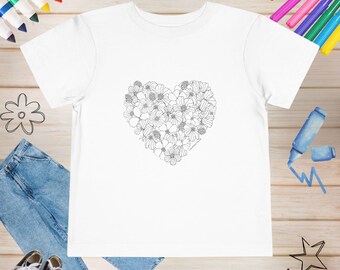 Floral Heart Colorable Toddler T-Shirt: Kids' Spring Fashion