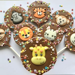 Chocolate Jungle Animal Lollies - Safari Party Favours, Kids Birthday Treats, Edible Party Decorations