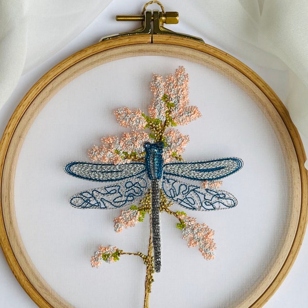 Embroidery hoop dragonfly