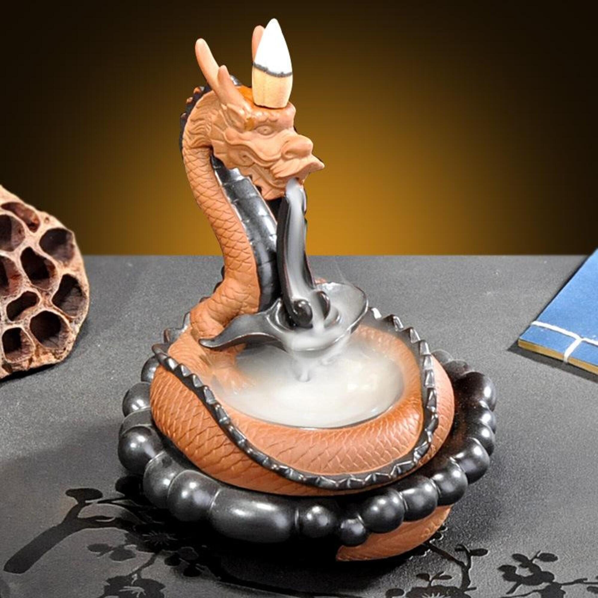 Backflow Incense Ceramic Burner Handmade Traditional Dragon Etsy