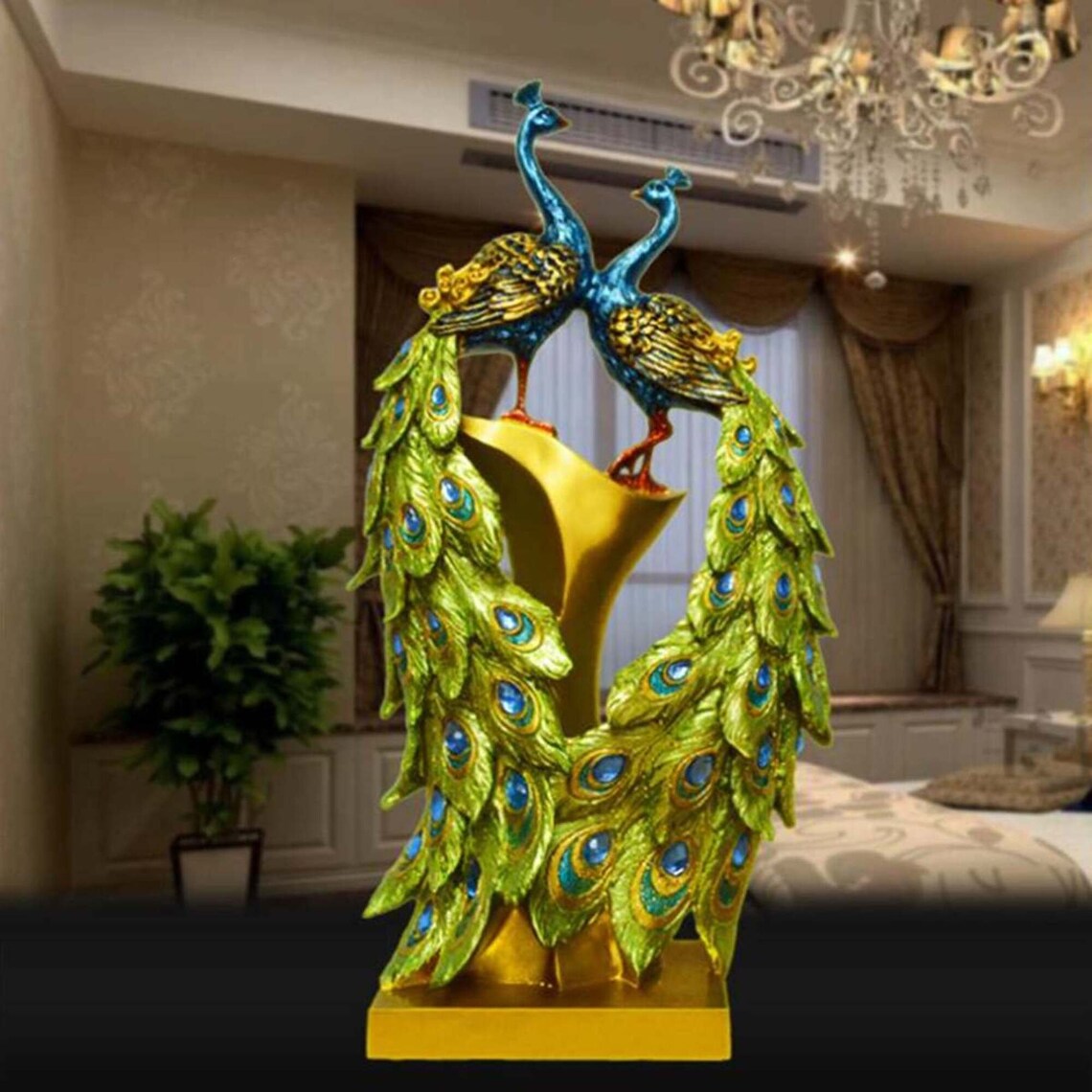 Peacock Resin Sculpture Figurine Home Decoration Statue Etsy