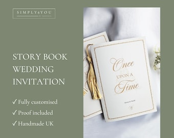 Gold Storybook Wedding Invitation Suite with pages and RSVP