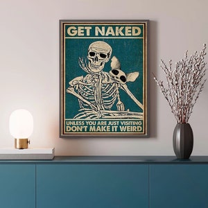 NO FRAME Retro Art Funny Skeleton Skull Canvas Painting Fashion Personalized Slogan Bar Wall Art Poster Living Room Home Decoration Mural