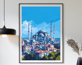 Póster de viaje a Estambul, arte mural de viaje a Turquía, decoración turca, arte vintage, obras de arte de Estambul, regalo de viaje a Turquía