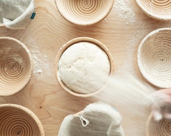 Cesta para fermentar pan de 7 pulgadas/18 cm, cesta Banneton Rattan 100%, herramientas artesanales para hacer pan para panaderos profesionales y caseros