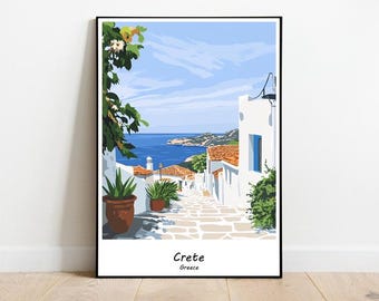 Póster de viaje a Creta, lámina decorativa de Grecia para pared, regalo ideal para amantes del arte.