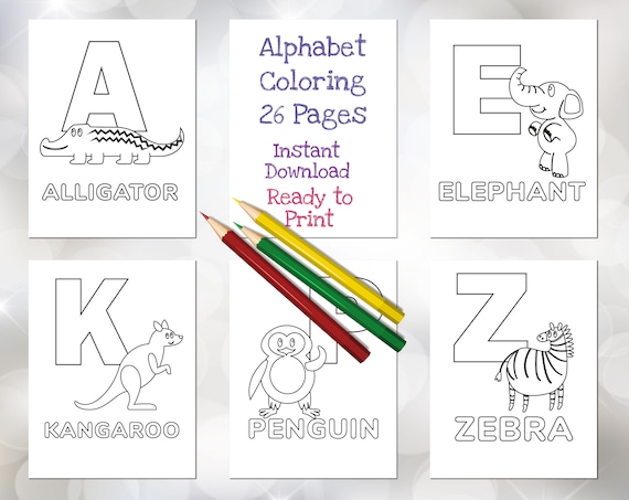 Animal Alphabet Coloring Pages PDF Printable Images to Print - Etsy