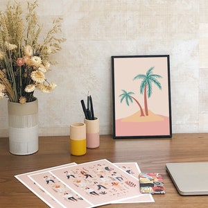 Sunday Palms, Minimal Art, Palm Tree Art, Mid-Century Print, A5/A4/A3/A2/A1 | Home/Living/Nursery Art