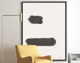 Large Black White Art, Abstract Printable, Art Print Download, Digital Print, Minimalist Art, Brush Stroke Abstract Print, Modern Home Decor