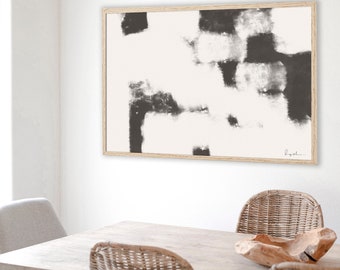 Black White Abstract Shapes Print Minimalist Art 24x36 Large Abstract Art Print Oversize Wall Art Horizontal Print Mid Century Modern