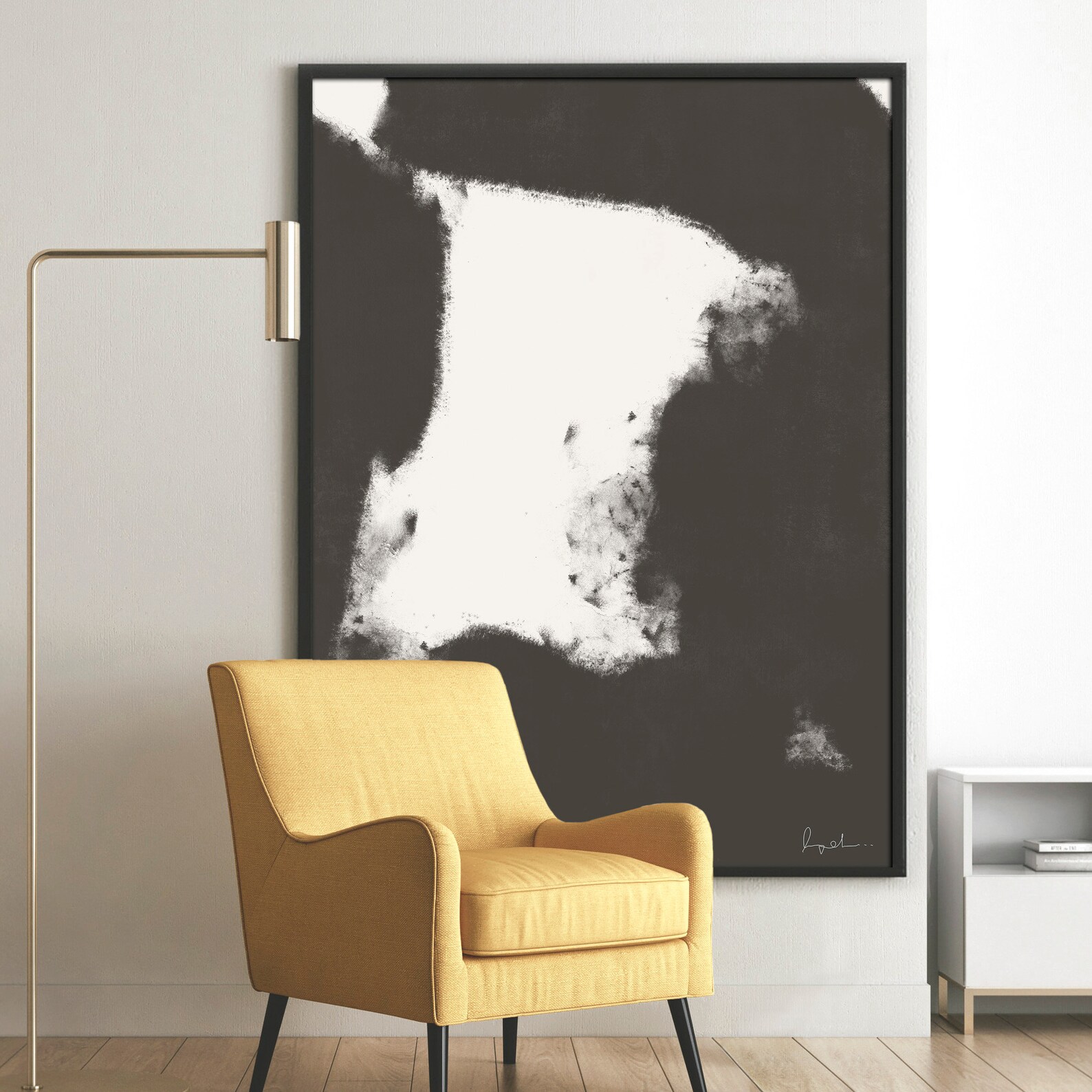 Black White Wall Art Minimalist Abstract Printable Large Etsy