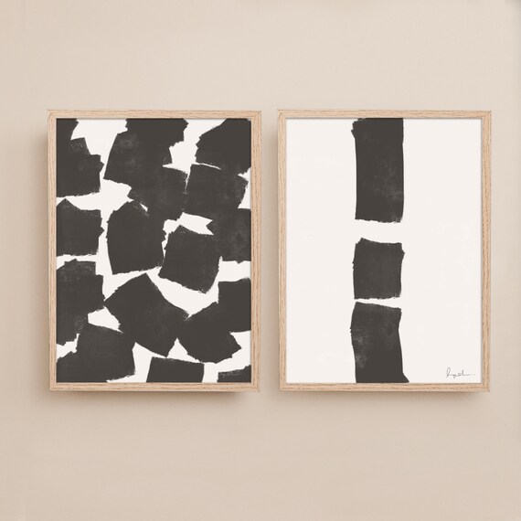 Black White Print Set 2 Prints Wall Art Large Print 30x40 | Etsy