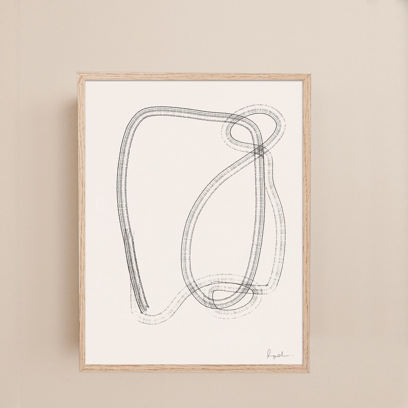 Abstract Art Set of 2, Line Art Print Set, Line Drawing, Large Modern Poster, Neutral Tone Art