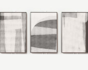 Set of 3 Abstract Prints, Downloadable Art, Grey Beige Tone Wall Art, Gallery Wall Set, Neutral Art Print, Scandinavian Wall Art, Printable